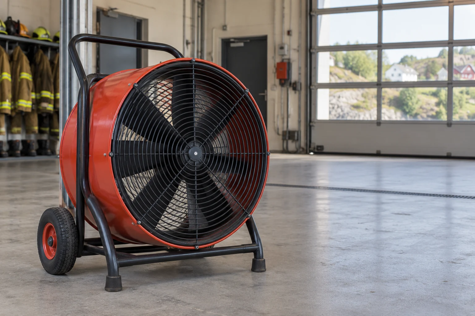 Flyttbar brannventilasjonsvifte i vognhall